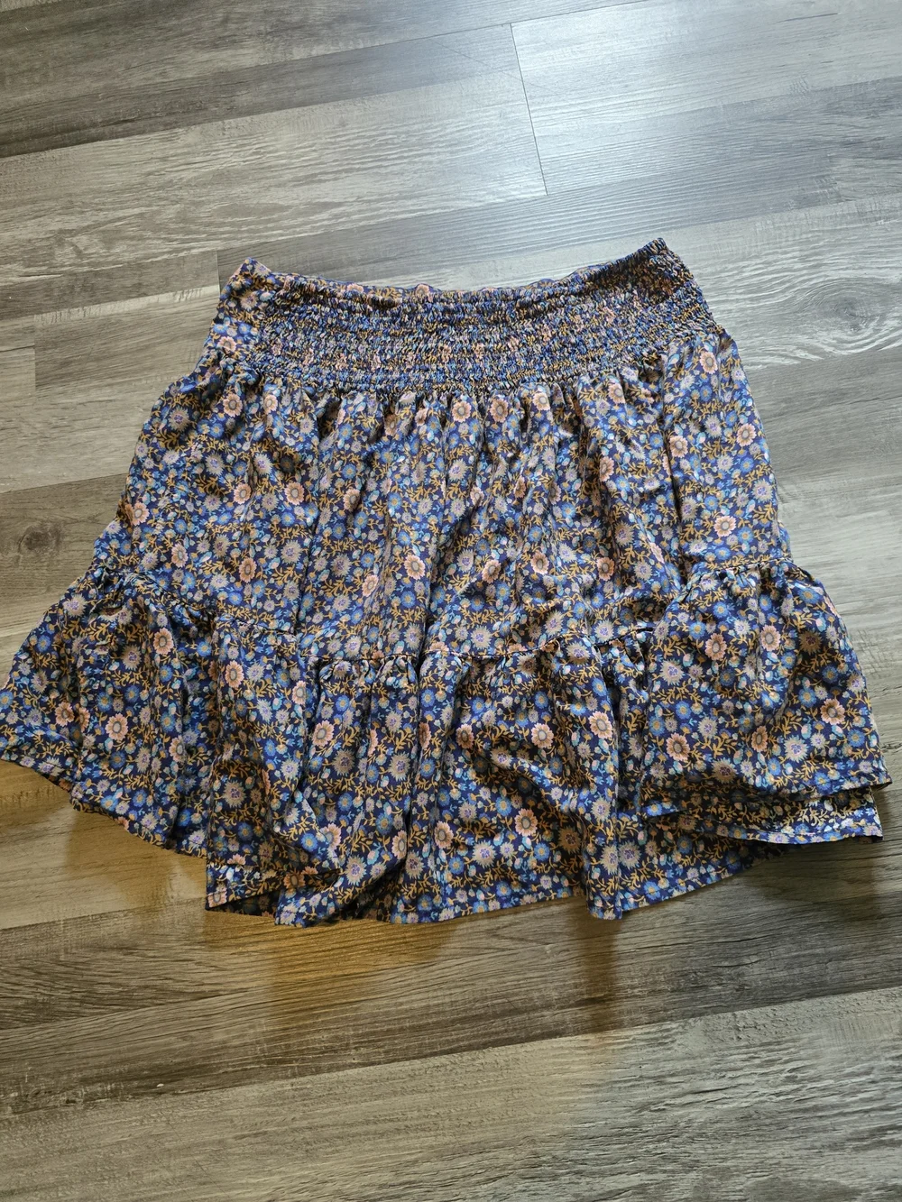NATURAL LIFE Blue and Pink Floral Tiered Skirt